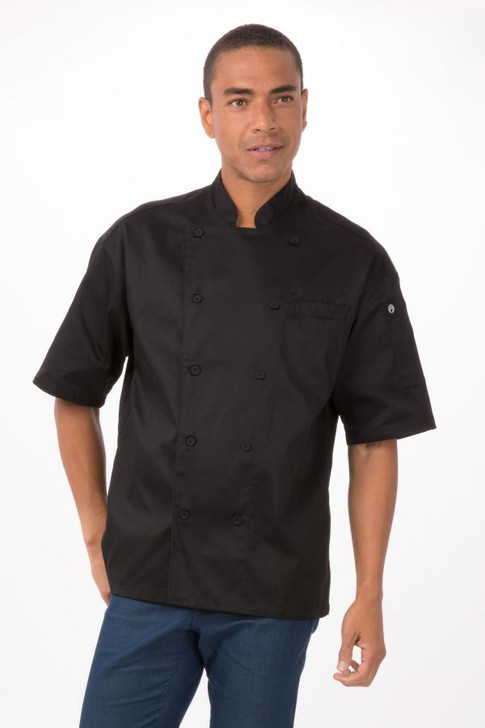 Palermo Black Short Sleeve Executive Chef Coat