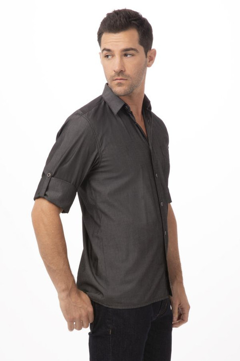 Short-sleeved denim shirt - Black - Men | H&M IN