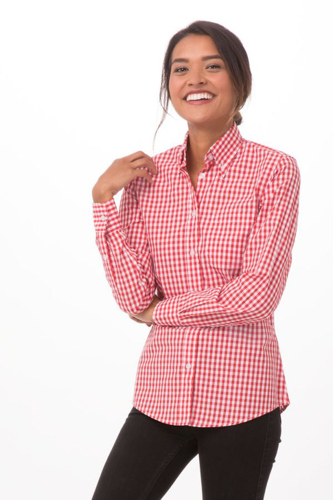 Pink gingham discount shirt womens