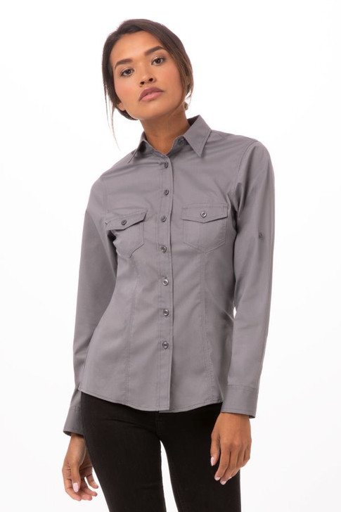 Women's Gray Two-Pocket Pilot Shirt