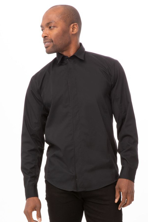 Shelby Mens Black Zip Front Shirt