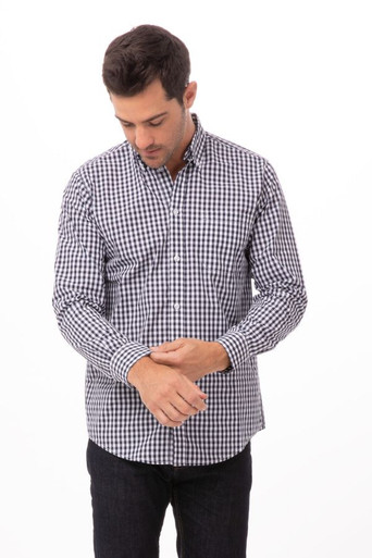 Chef Works Men's Gingham Dress Shirt
