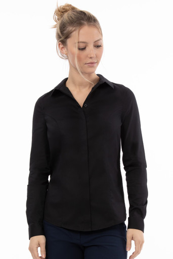 Chef Works W150BLKL Women's Essential Dress Shirt Black L