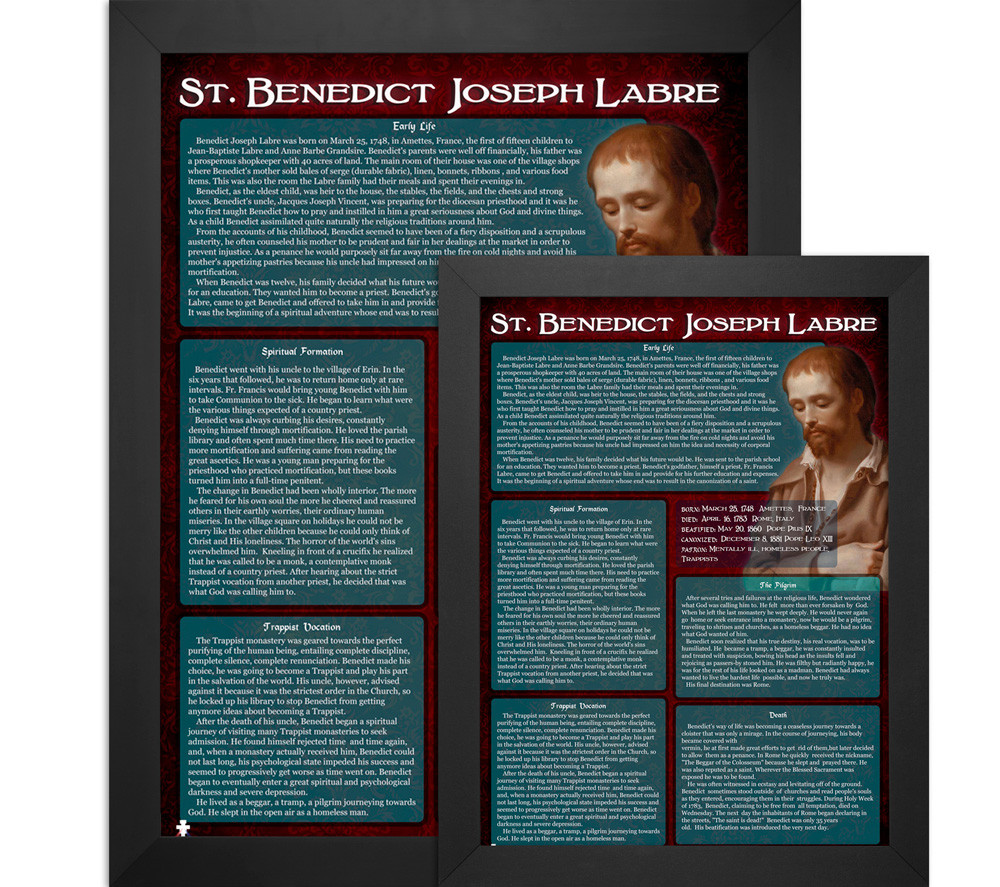 St. Benedict Joseph Labre Explained Poster - Nelson Gifts Wholesale