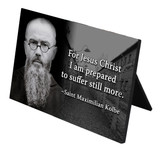 St. Maximilian Kolbe with Quote Horizontal Desk Plaque