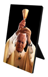 St. John Paul II Raising Chalice Vertical Desk Plaque