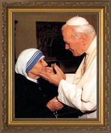 Pope John Paul II with Mother Teresa (younger) Framed Art