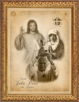 Saint John Paul the Great with Jesus and Mary Framed Art