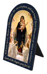 Queen of the Angels Prayer Arched Desk Plaque