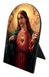 Sacred Heart of Jesus Arched Desk Plaque