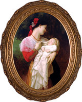 Maternal Admiration - Oval Framed Canvas