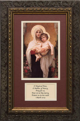 Madonna of the Roses Matted with Prayer - Ornate Dark Framed Art