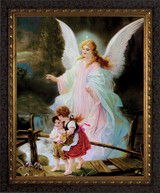 Angel on the Perilous Bridge - Ornate Dark Framed Art