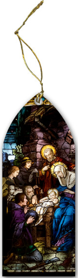 Nativity Stained Glass Wood Ornament