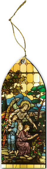 Guardian Angel Stained Glass Wood Ornament