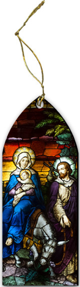 Flight into Egypt II Stained Glass Wood Ornament