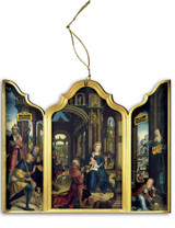 Adoration of the Infant Jesus Triptych Wood Ornament