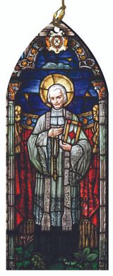 St. John Vianney Stained Glass Wood Ornament