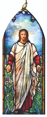Resurrected Christ Stained Glass Wood Ornament