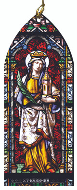 St. Barbara Stained Glass Wood Ornament