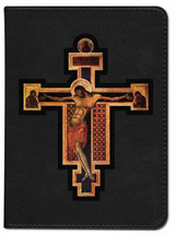 Personalized Catholic Bible with Byzantine Crucifix Cover - Black RSVCE