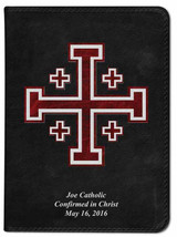Personalized Catholic Bible with Cross of Jerusalem (Crusader) Cover - Black RSVCE