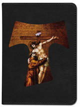 Personalized Catholic Bible with St. Francis Tau Cross Cover - Black RSVCE