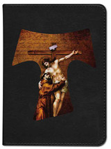 Personalized Catholic Bible with St. Francis Tau Cross Cover - Black NABRE