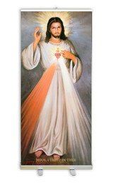 Divine Mercy with Sacred Heart Banner Stand