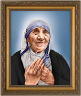 St. Teresa of Calcutta Canonization Portrait - Gold Framed Canvas