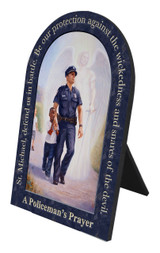 The Protector: Police Guardian Angel Arched Desk Plaque with Prayer to St. Michael