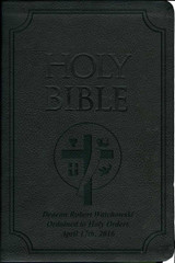 Laser Embossed Catholic Bible with Deacon Cover - Black NABRE