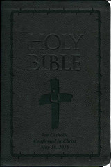 Laser Embossed Catholic Bible with Orange Cross Cover - Black NABRE