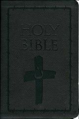 Laser Embossed Catholic Bible with Orange Cross Cover - Black NABRE