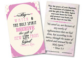 Baptism By Water and the Holy Spirit Pink Holy Card