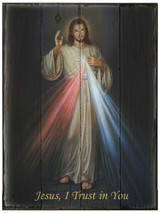 Divine Mercy Rustic Wood Plaque