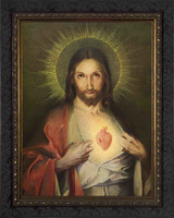 Polish Sacred Heart - Ornate Dark Framed Canvas