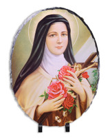 St. Therese of Lisieux Oval Slate Tile