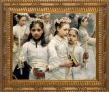 After the First Holy Communion (Detail 3 Girls) - Ornate Gold Framed Canvas