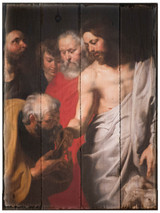 Christ Giving the Keys to St. Peter by Peter Paul Rubens Rustic Wood Plaque