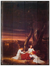 Angels Ministering to Christ in the Wilderness by Thomas Cole Rustic Wood Plaque