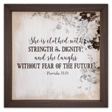 "Clothed with Strength and Dignity" Rustic Framed Quote