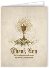 Vintage Chalice First Communion Thank You Note Card