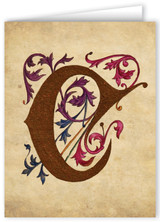 Letter C Illuminated Manuscript Note Card