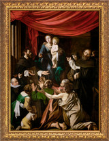 Madonna of the Rosary by Caravaggio - Gold Framed Art