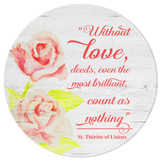 St. Therese of Lisieux Rose Round Glass Cutting Board