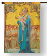 Madonna and Child by Enric M. Vidal Outdoor House Flag