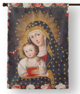 Madonna and Child with Bird Outdoor House Flag
