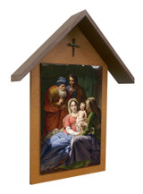 Holy Family with Grandparents Simple Poly Wood Outdoor Shrine