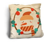 Cute Bundled Up Snowman Rustic Pillow